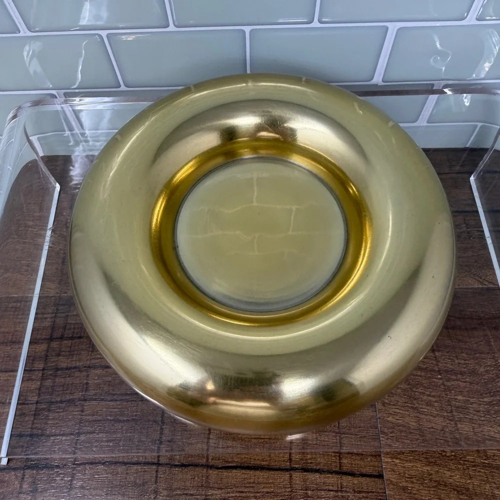 World Market Balloon Gold Pillar Candle Holder – Modern Brass Tone Trinket Dish